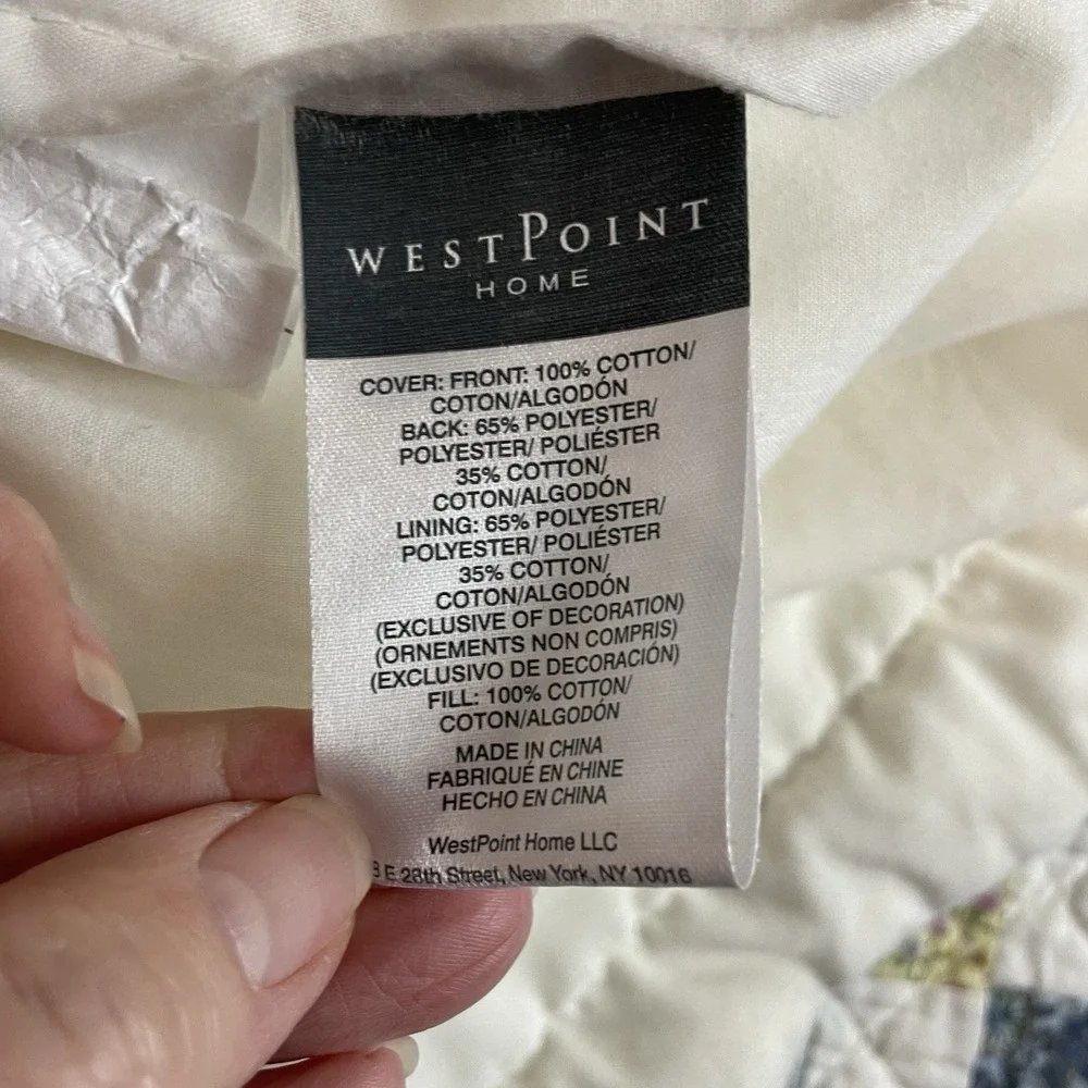Vtg WestPoint Quilted‎ Coverlet 2 Standard Pillow Shams Full Double Size Cottage